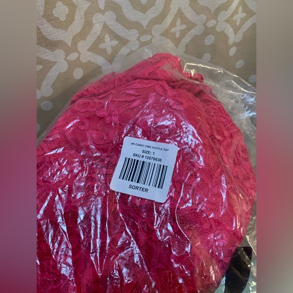 NWT Candy Pink Ruffle Top - Picture 8 of 9